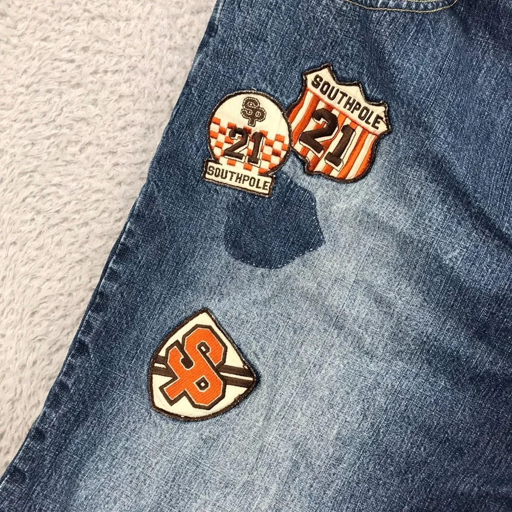 Vtg Southpole Jeans Mens 40 (39x32) Baggy Patches Distressed Y2K Hip Hop Skater